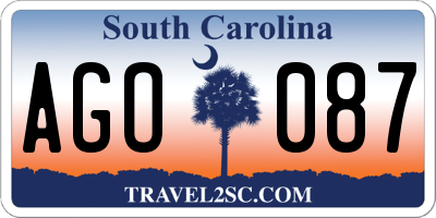 SC license plate AGO087