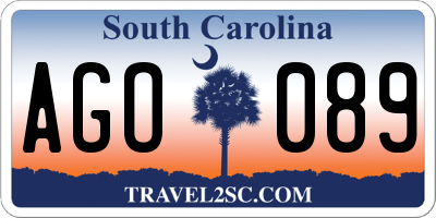 SC license plate AGO089