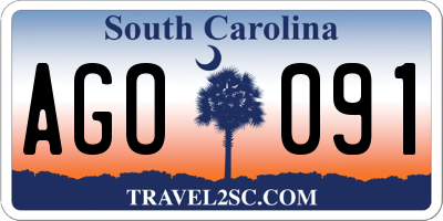 SC license plate AGO091