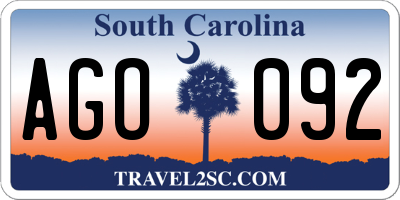 SC license plate AGO092