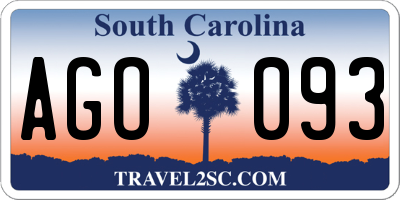 SC license plate AGO093