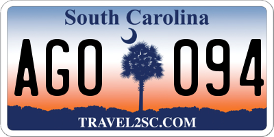 SC license plate AGO094