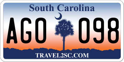 SC license plate AGO098