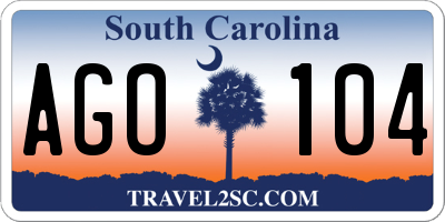 SC license plate AGO104