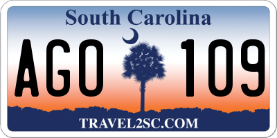 SC license plate AGO109
