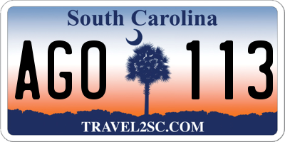 SC license plate AGO113