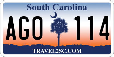 SC license plate AGO114