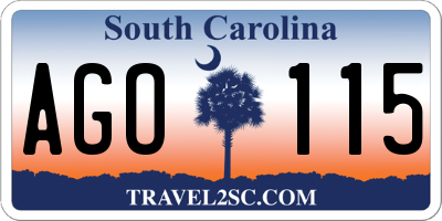 SC license plate AGO115