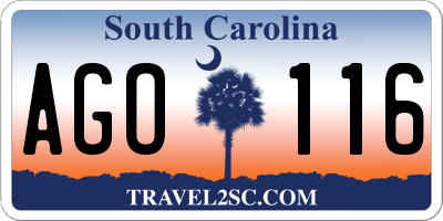 SC license plate AGO116