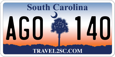 SC license plate AGO140