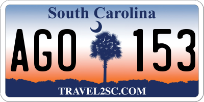 SC license plate AGO153