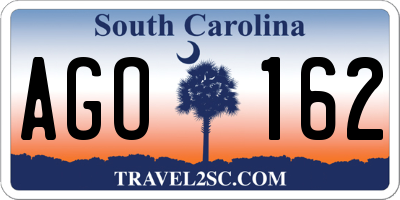 SC license plate AGO162