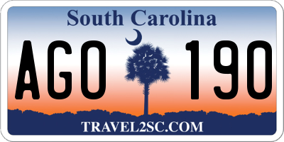 SC license plate AGO190
