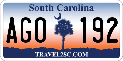 SC license plate AGO192