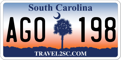 SC license plate AGO198