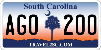 SC license plate AGO200