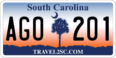 SC license plate AGO201