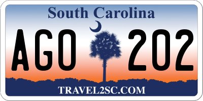 SC license plate AGO202