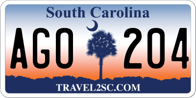 SC license plate AGO204