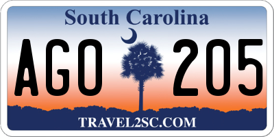 SC license plate AGO205