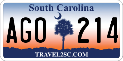 SC license plate AGO214