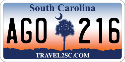 SC license plate AGO216