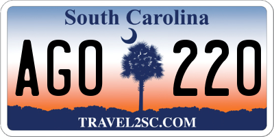 SC license plate AGO220