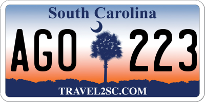 SC license plate AGO223