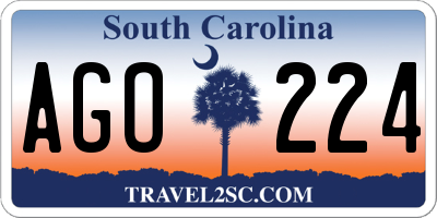 SC license plate AGO224