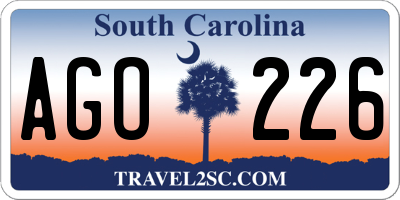 SC license plate AGO226