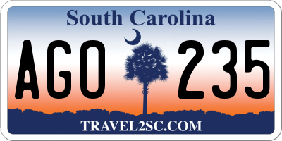 SC license plate AGO235