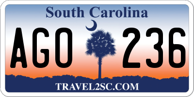 SC license plate AGO236
