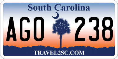 SC license plate AGO238