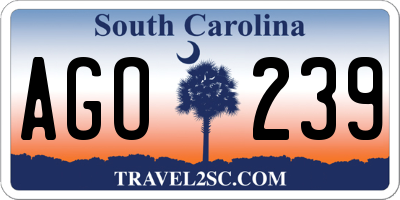 SC license plate AGO239