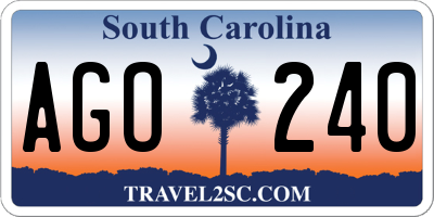 SC license plate AGO240