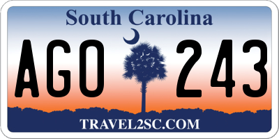 SC license plate AGO243