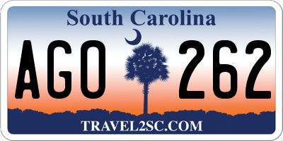 SC license plate AGO262