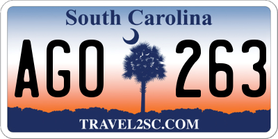 SC license plate AGO263