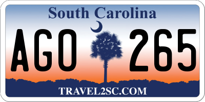 SC license plate AGO265