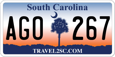 SC license plate AGO267