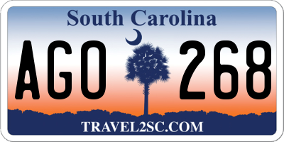 SC license plate AGO268