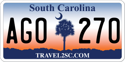 SC license plate AGO270