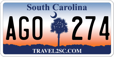 SC license plate AGO274
