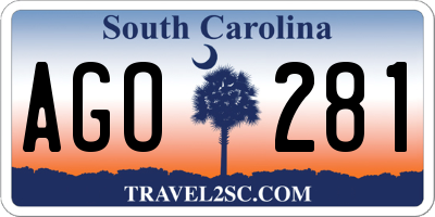 SC license plate AGO281