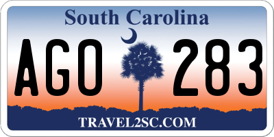 SC license plate AGO283