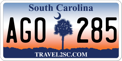 SC license plate AGO285
