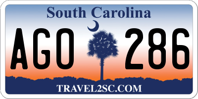 SC license plate AGO286