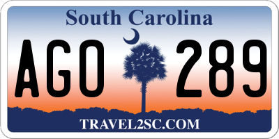 SC license plate AGO289