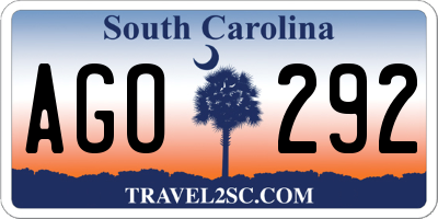 SC license plate AGO292