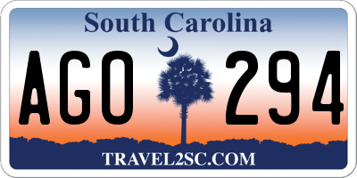 SC license plate AGO294